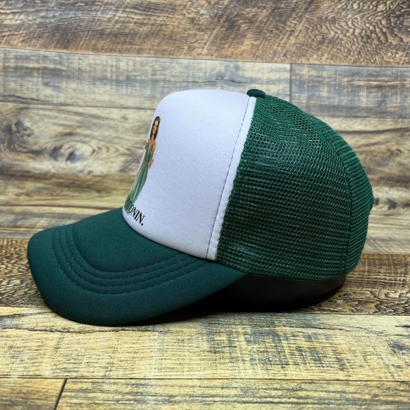 Girls Just Wanna Have Serotonin Mens Trucker Hat Green Snapback Meme Ball Cap - Picture 4 of 8